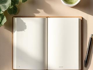Hardcover wellness journal with a pen